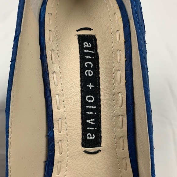 Alice Olivia Size 6 Blue Pointed Toe Suede Leather Pumps Dina Whipstitch Brazil - Picture 11 of 16